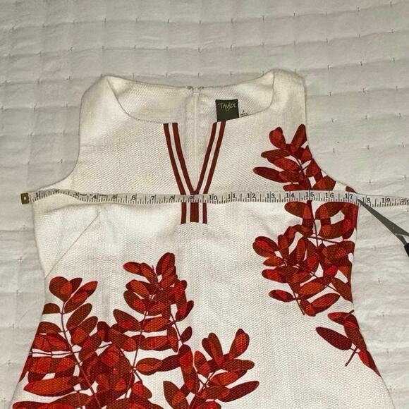 Taylor Textured Fern Print Sleeveless Sheath Dress Women's 4 | Cream & Rust NWT - Picture 11 of 11